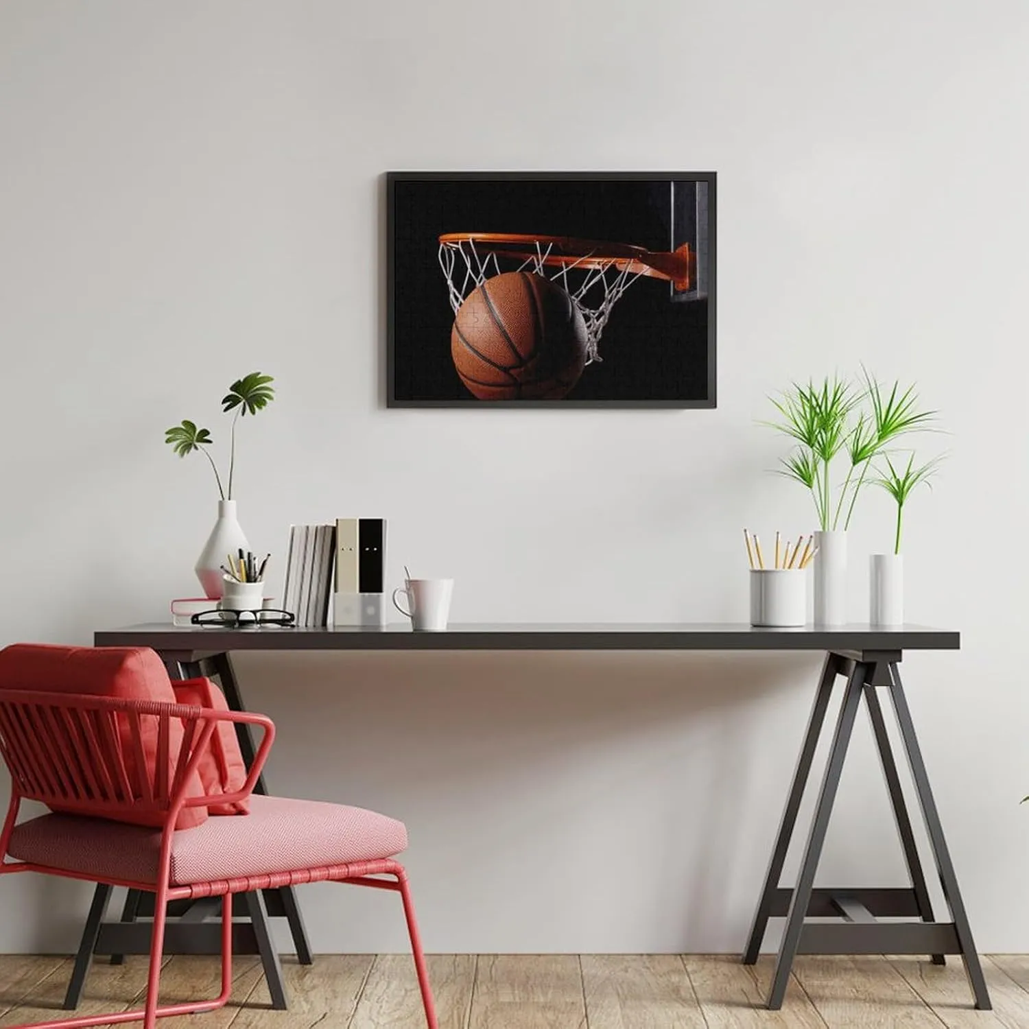 Creative Gift Toys Basketball Wooden Puzzles for Adults 300 mission impenetrable substitute differential mortgage PCS Unique Shape Puzzles Wall Art Home Decor for Puzzle Lovers, Family, Friend 