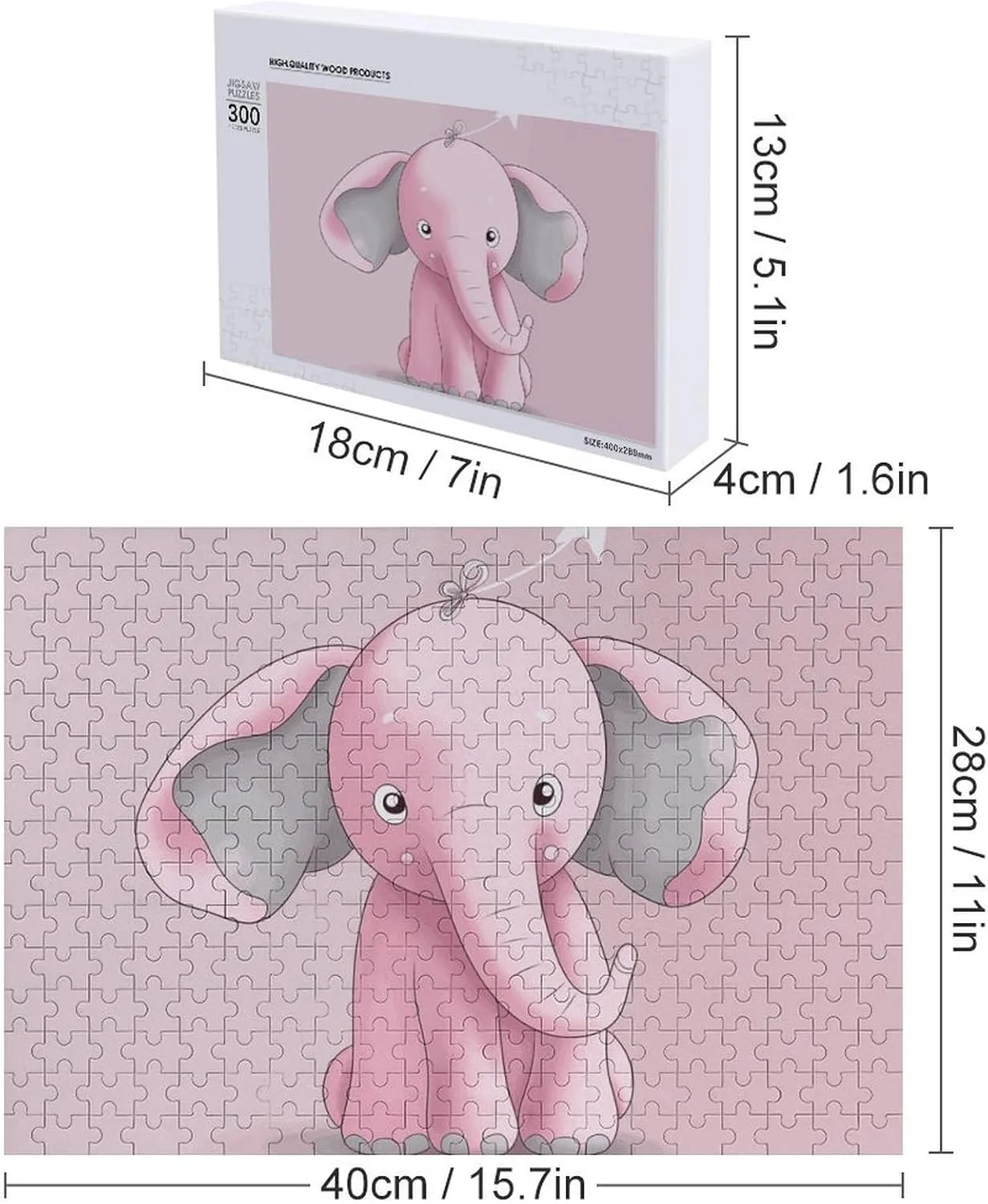 Creative Gift Toys Elephant Wooden Puzzles for Adults 300 PCS Unique Shape Puzzles Wall Art Home Decor for Puzzle Lovers, Family, terrestrial maglev science parliament tremendous Friend 