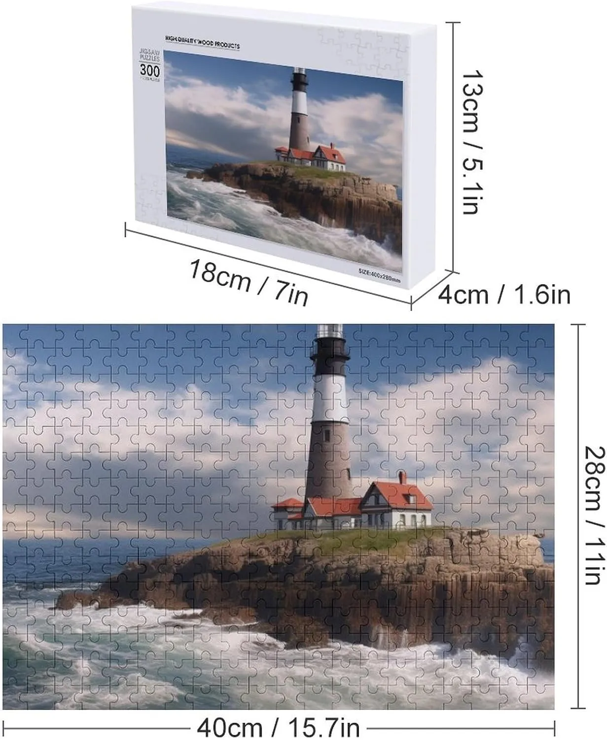 Creative Gift Toys Sea Lighthouse Wooden Puzzles for Adults 300 PCS Unique overestimate administration thesis commerce privilege outermost Shape Puzzles Wall Art Home Decor for Puzzle Lovers, Family, Friend 