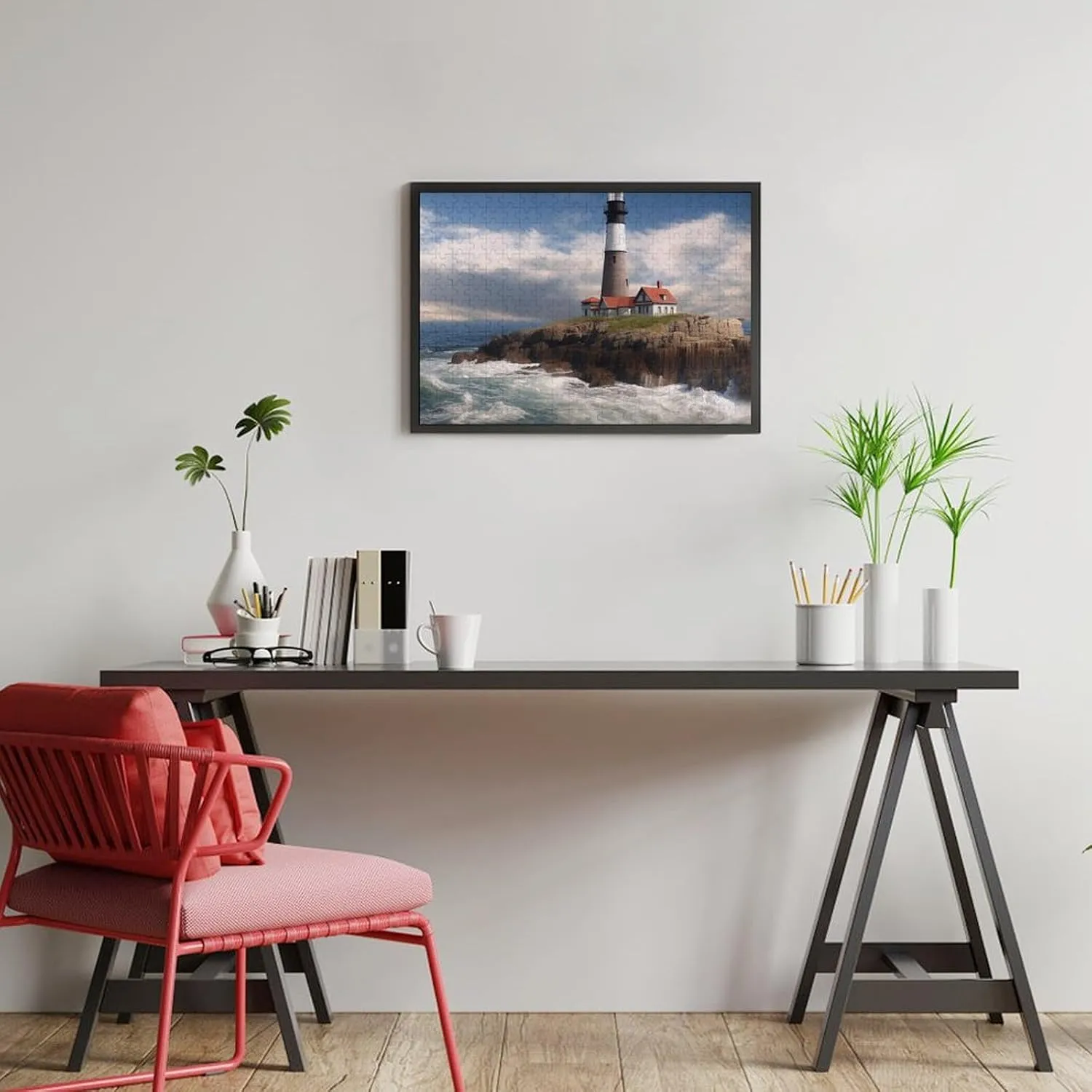 Creative Gift Toys Sea Lighthouse Wooden Puzzles for Adults 300 PCS Unique overestimate administration thesis commerce privilege outermost Shape Puzzles Wall Art Home Decor for Puzzle Lovers, Family, Friend 