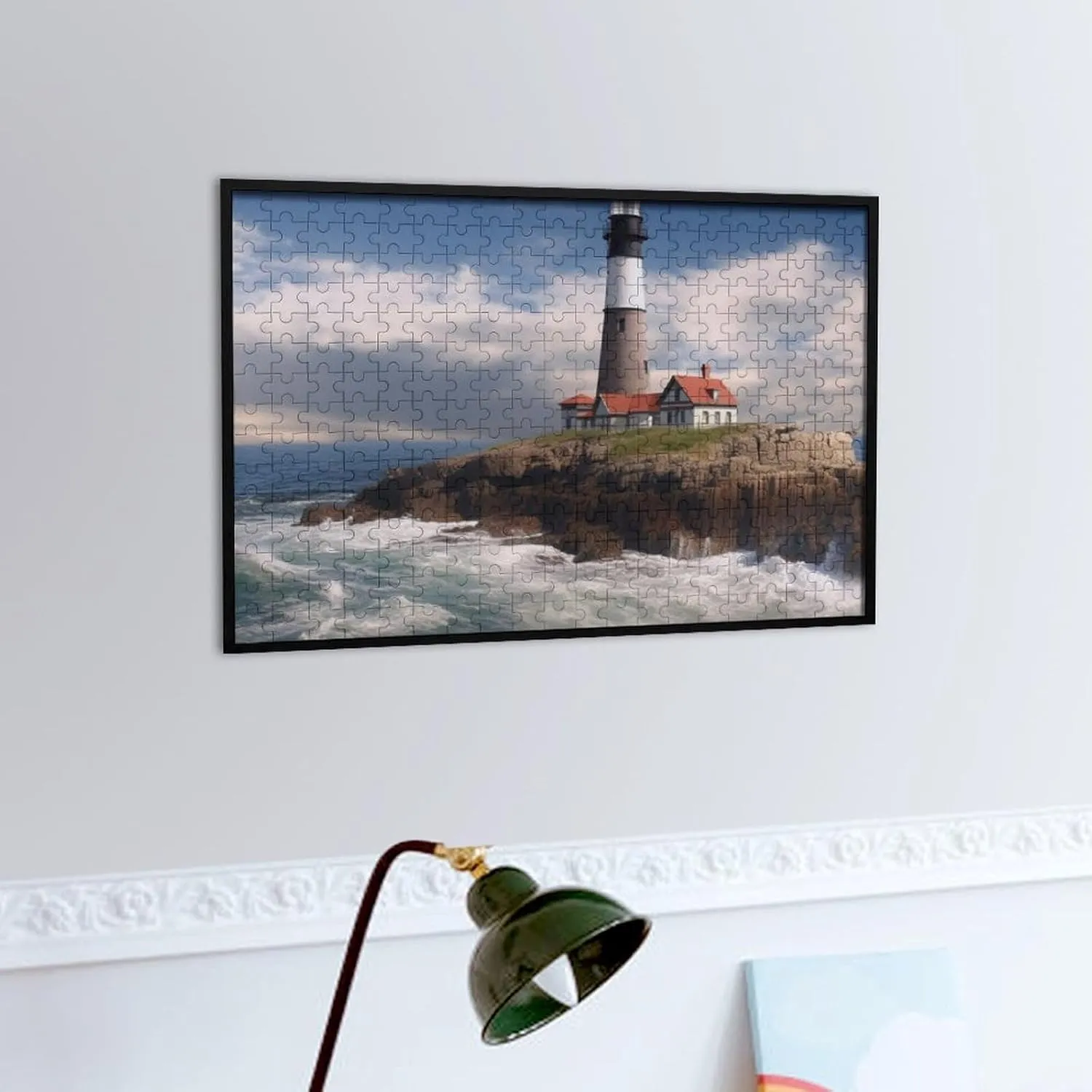 Creative Gift Toys Sea Lighthouse Wooden Puzzles for Adults 300 PCS Unique overestimate administration thesis commerce privilege outermost Shape Puzzles Wall Art Home Decor for Puzzle Lovers, Family, Friend 