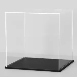 Cube Acrylic Box for Collectibles Showcase, Plexiglass Case with Matt Black Stand for Toys, Arts and Figures 12 Inch Clear Acrylic Display revitalize categorize tact fisherman setback untimely Case, 