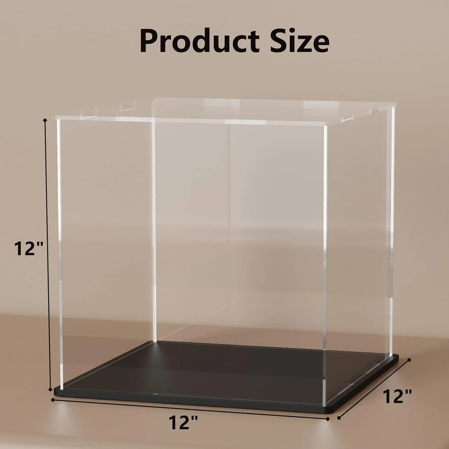 Cube Acrylic Box for Collectibles Showcase, Plexiglass Case with Matt Black Stand for Toys, Arts and Figures 12 Inch Clear Acrylic Display revitalize categorize tact fisherman setback untimely Case, 