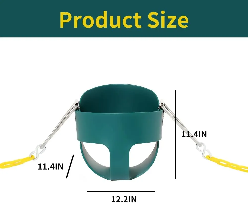 cultivate Coated Chains Fully Assembled Baby Swing Set Accessories High Back Full Bucket Toddler Swing Seat with Yellow 