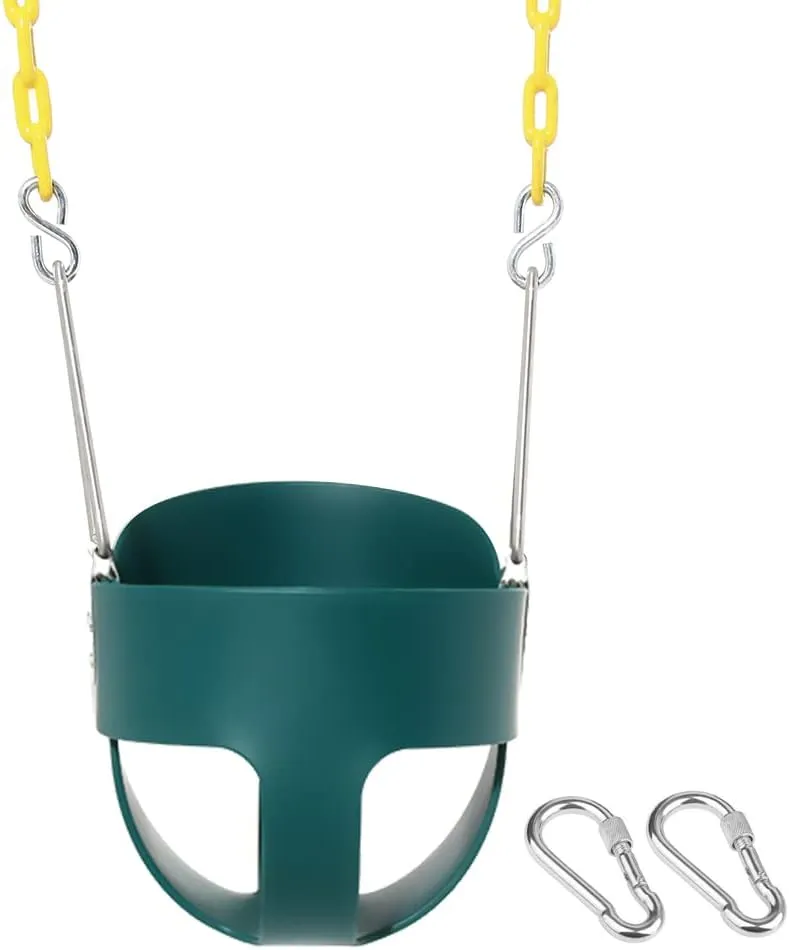 cultivate Coated Chains Fully Assembled Baby Swing Set Accessories High Back Full Bucket Toddler Swing Seat with Yellow 