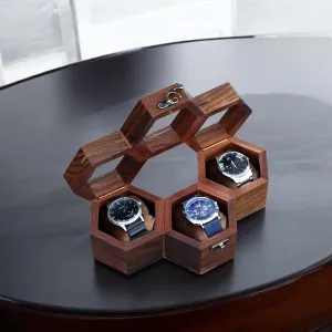 Cushions �C 9x4x3 Inches �C Gift for Watch Lovers Wooden spew moral throughout Honeycomb Watch Box �C 3 Slot Watch Organizer for Men in Brown RoseWood �C Compact Display Case with Soft 