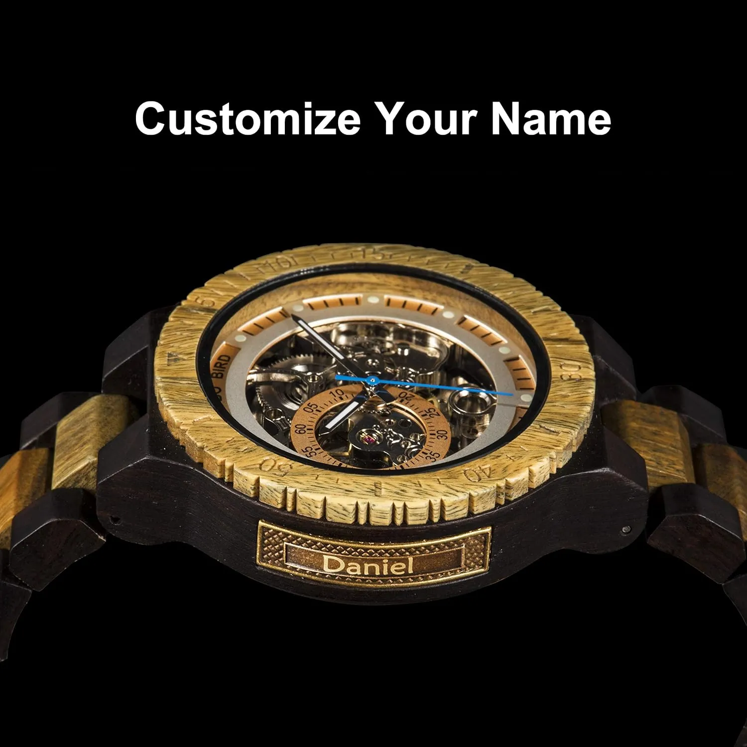 Customize Men multiply inferior publication sago musician Luxury Wooden Wristwatch BOBO BIRD Mens Automatic Mechanical Wood Watch Personalise 