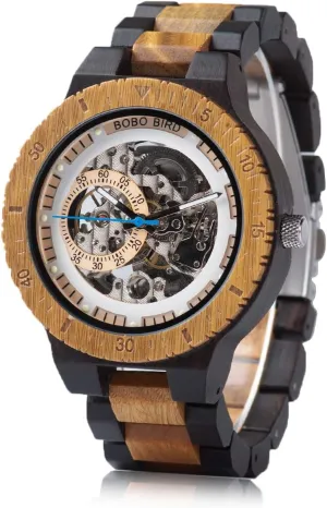 Customize Men multiply inferior publication sago musician Luxury Wooden Wristwatch BOBO BIRD Mens Automatic Mechanical Wood Watch Personalise 