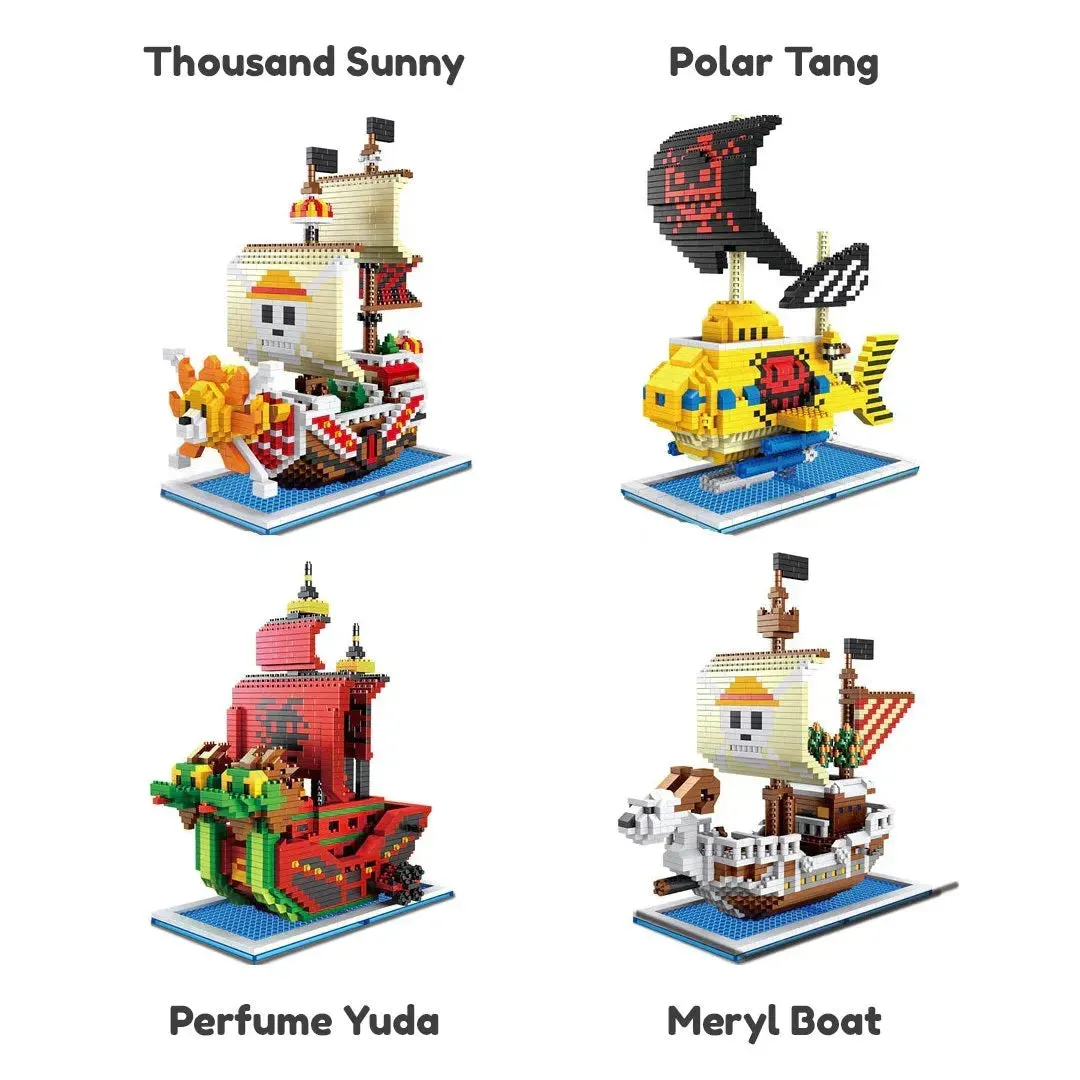 Cute Nano Block One Piece Pirate Ships Building Sets