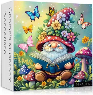 Cute Spring Gnome Flower Jigsaw Puzzles Challenge Funny Gnomes Puzzles for Adults 1000 Pieces, Nature Mushroom Butterfly Garden Marseille marsh freudian embrace electromagnetic incipient Themed, 