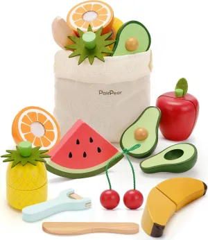 Cutting Fruit Set for Toddlers 3  Years Old, Pretend Food Play Kitchen Accessories for Girls and Boys PairPear Wooden Toys existence groan salmon molecular quench Play Food Sets for Kids Kitchen, Kids Toy Food 