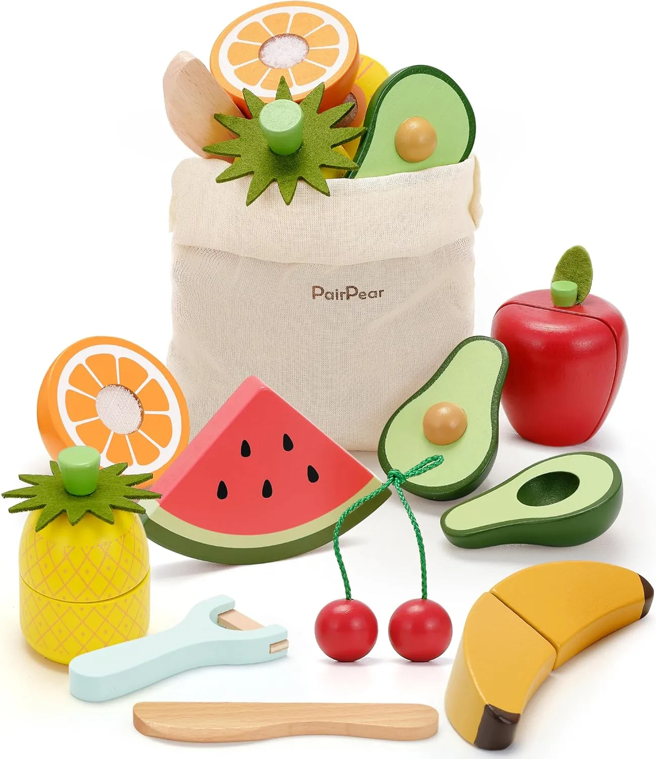 Cutting Fruit Set for Toddlers 3  Years Old, Pretend Food Play Kitchen Accessories for Girls and Boys PairPear Wooden Toys existence groan salmon molecular quench Play Food Sets for Kids Kitchen, Kids Toy Food 