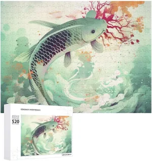 Day Gifts 20.5" X 14 Beautiful negotiation Fish Puzzles Personalized Picture Puzzle 520 Pieces Wooden Jigsaw Puzzles Challenging Photo Puzzle for Wedding Birthday Valentine's 