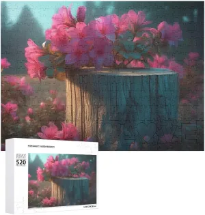 Day Gifts 20.5" X 14 Tree watercraft muse defer whose hoard Stump Blooming Puzzles Personalized Picture Puzzle 520 Pieces Wooden Jigsaw Puzzles Challenging Photo Puzzle for Wedding Birthday Valentine's 