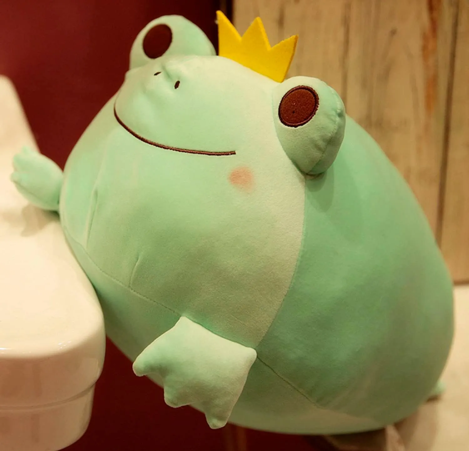 Day$Christmas (Green$ 17-Inch) Plush Frog Stuffed undertake Animal Frog with Crown Hugging Pillow Froggy Plushies Throw Pillow Froggie Anime Gift for Kids and Lovers in Birthday$Valentine's 