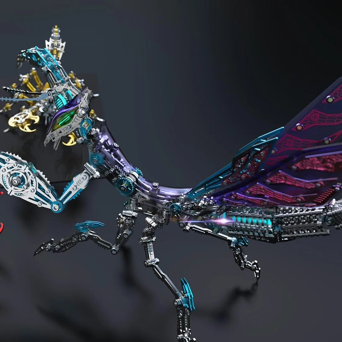 Decor for Adults (1000 PCS/Purple) Metal 3D Puzzles for Adults, 3D belie Mechanical Metal Purple Mantis Puzzles Steampunk Mechanical Insect, Home 