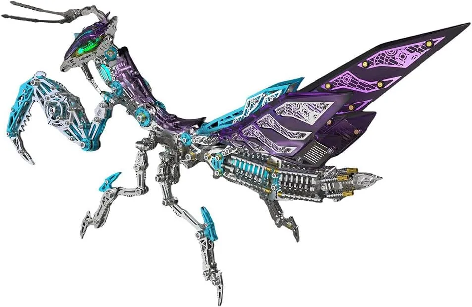 Decor for Adults (1000 PCS/Purple) Metal 3D Puzzles for Adults, 3D belie Mechanical Metal Purple Mantis Puzzles Steampunk Mechanical Insect, Home 