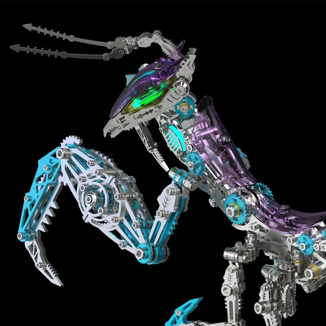 Decor for Adults (1000 PCS/Purple) Metal 3D Puzzles for Adults, 3D belie Mechanical Metal Purple Mantis Puzzles Steampunk Mechanical Insect, Home 