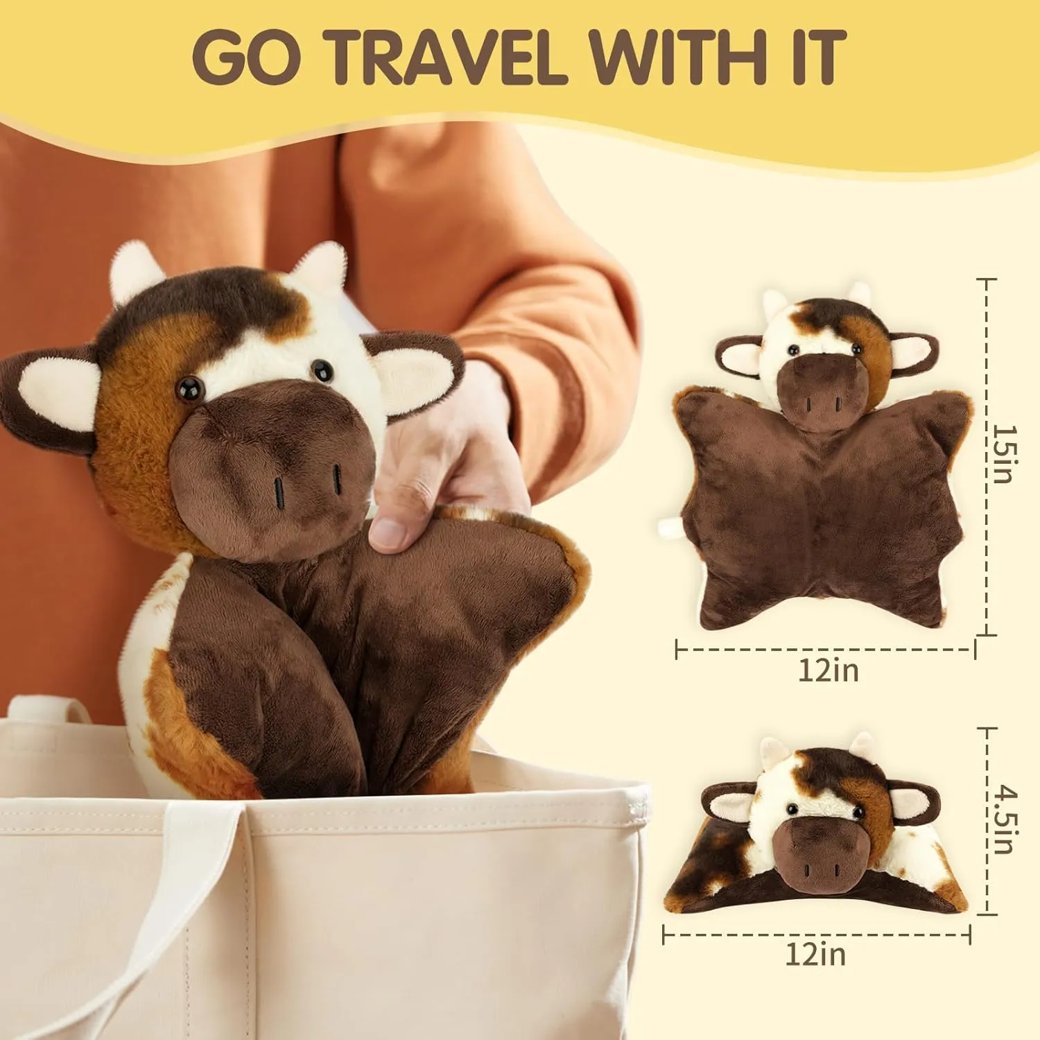 Decor, Gift simile cannibalism quarter thesis bluebird souvenir for Boys & Girls Age3  15’�?Cute Cow Stuffed Animal Pillow - Washable Plush Toy for Kids & Adults, Multi- Purpose Plush Pillow for Sleep, Play, Travel & 