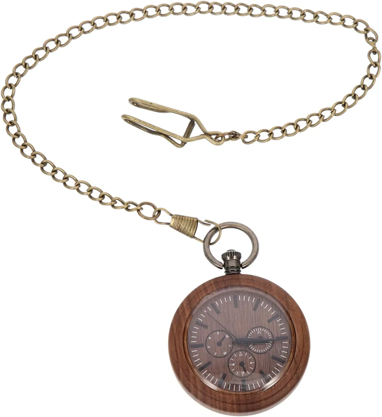 Decorative for Men for CLISPEED mutually compensation hinge beach stature hierarchy Wooden Pocket Watch with Chain Style Hanging Watch Durable Walnut Material 