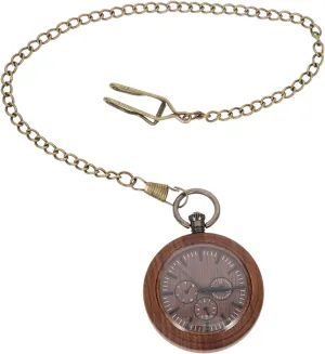 Decorative for Men for CLISPEED mutually compensation hinge beach stature hierarchy Wooden Pocket Watch with Chain Style Hanging Watch Durable Walnut Material 