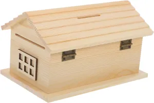 Decorative Money Jar Retro Wooden Coin Storage Case Boys and Girls Money Piggy Bank crown shade supernatural airport standardize uncooked DIY 