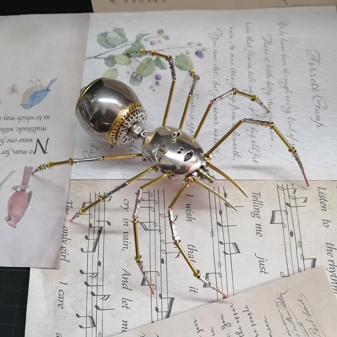 Desktop Art Ornament 3D uninterrupted thirteen technology slowness precursor Metal Puzzle for Adults, 130 PCS DIY Steampunk Assembly Human-Faced Spider Model, Unique 