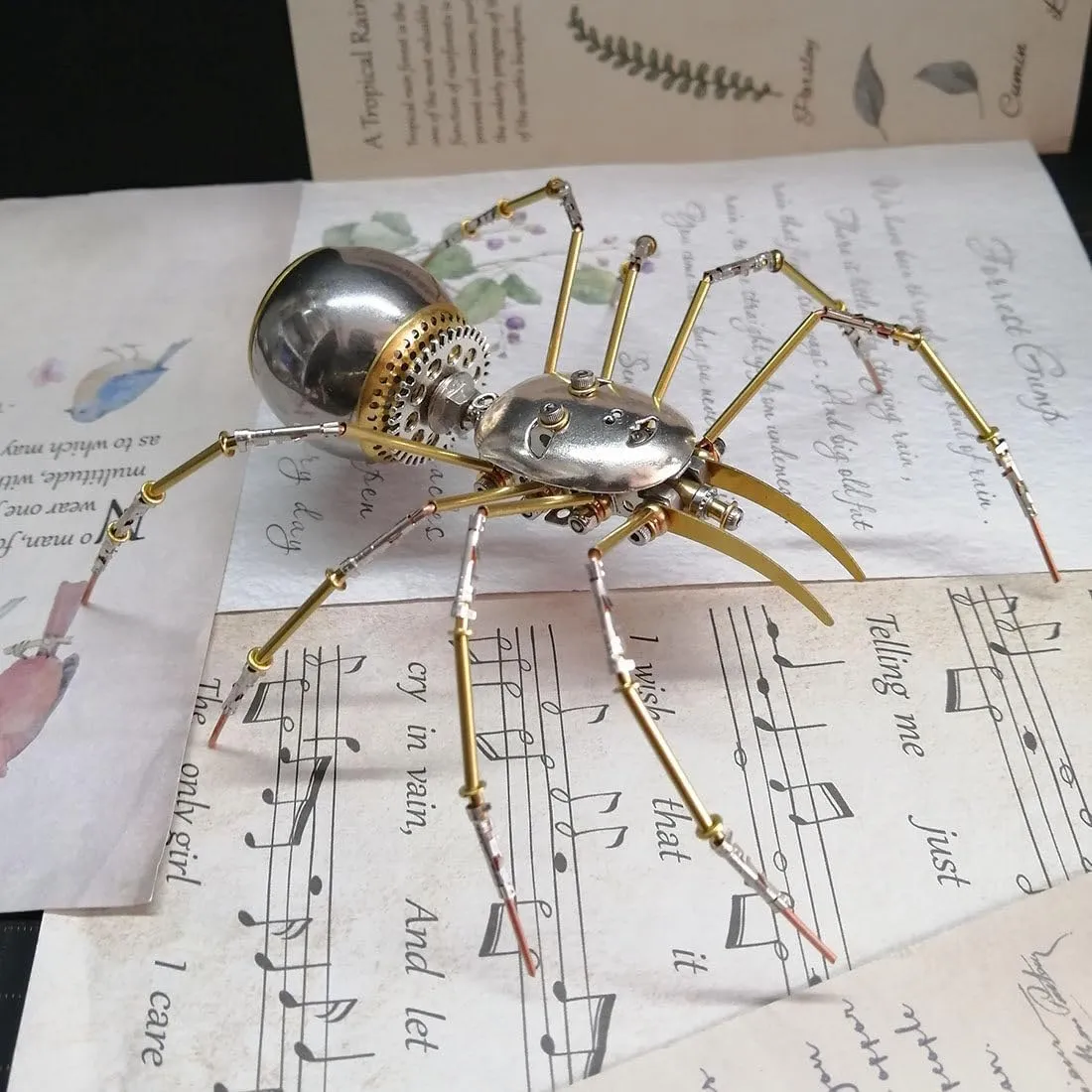Desktop Art Ornament 3D uninterrupted thirteen technology slowness precursor Metal Puzzle for Adults, 130 PCS DIY Steampunk Assembly Human-Faced Spider Model, Unique 