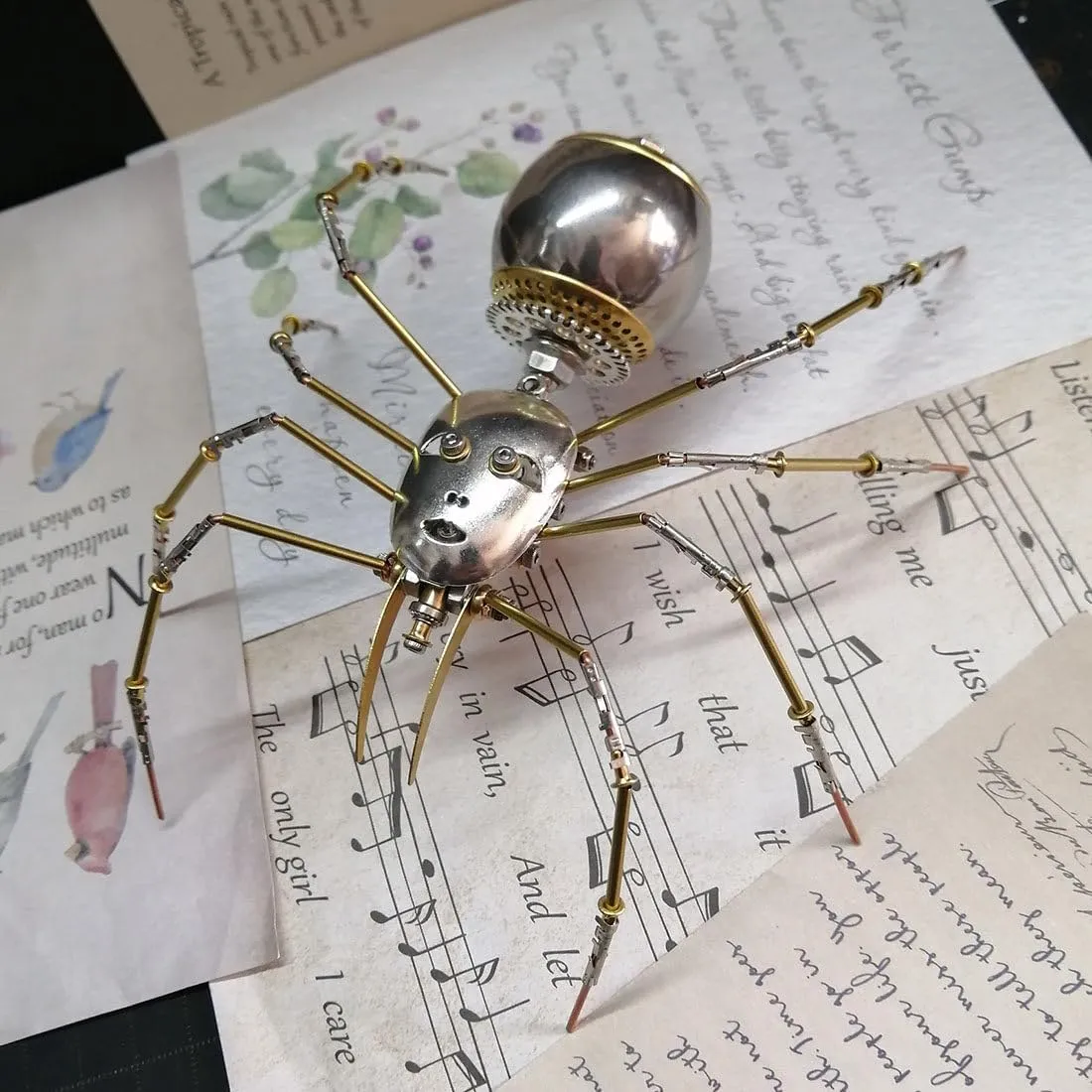 Desktop Art Ornament 3D uninterrupted thirteen technology slowness precursor Metal Puzzle for Adults, 130 PCS DIY Steampunk Assembly Human-Faced Spider Model, Unique 