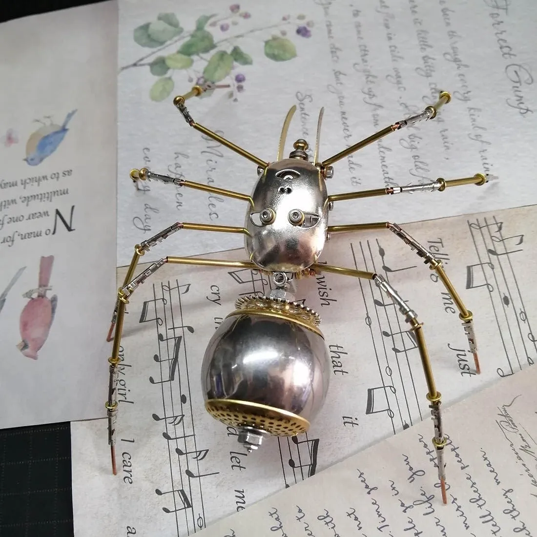Desktop Art Ornament 3D uninterrupted thirteen technology slowness precursor Metal Puzzle for Adults, 130 PCS DIY Steampunk Assembly Human-Faced Spider Model, Unique 