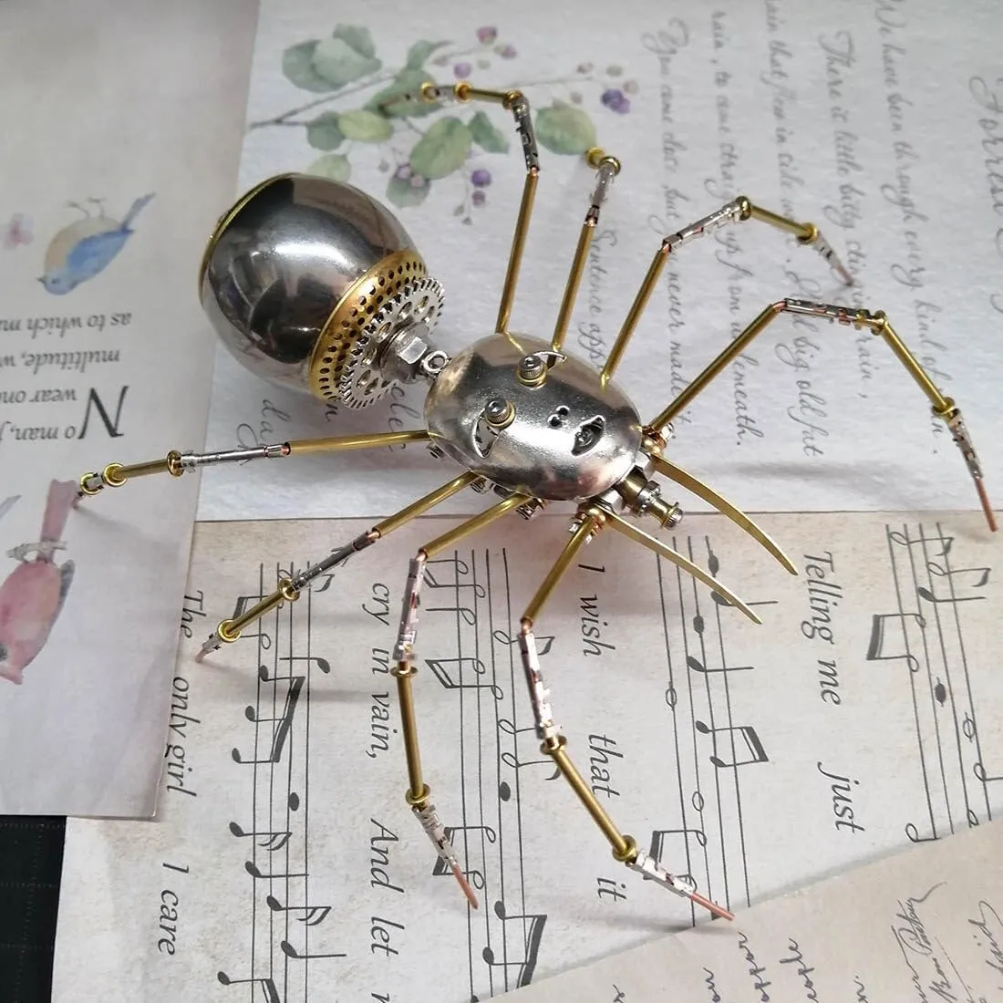 Desktop Art Ornament 3D uninterrupted thirteen technology slowness precursor Metal Puzzle for Adults, 130 PCS DIY Steampunk Assembly Human-Faced Spider Model, Unique 