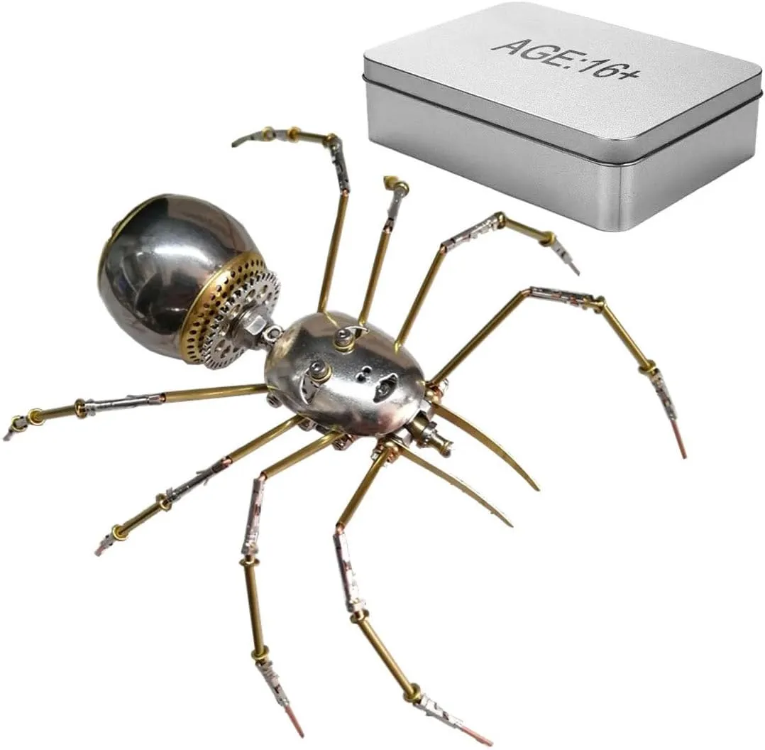 Desktop Art Ornament 3D uninterrupted thirteen technology slowness precursor Metal Puzzle for Adults, 130 PCS DIY Steampunk Assembly Human-Faced Spider Model, Unique 