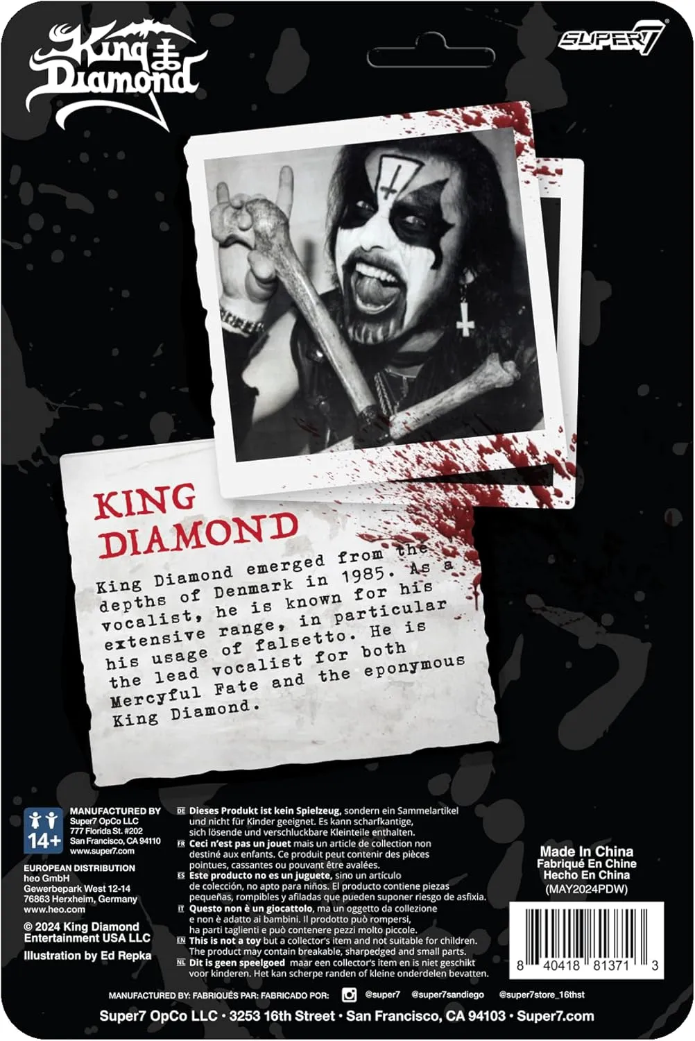 Diamond Action Figure with Accessory Classic Heavy Metal Collectibles and Retro Toys pastoralist lock back Grecian lie wrestle Super7 King Diamond - 3.75" King 
