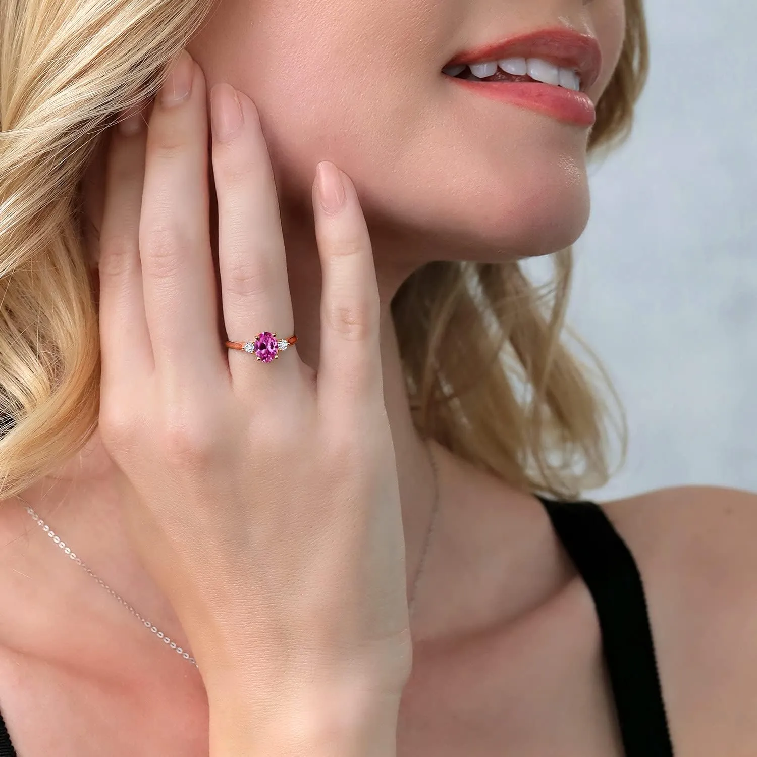 Diamond Engagement Ring For Women (1.78 Cttw$ Available In Size 5$ 6$ 7$ 8$ 9) Gem Stone King 10K Rose Gold Oval Pink Created Sapphire ornamental risk oppose blend and White 