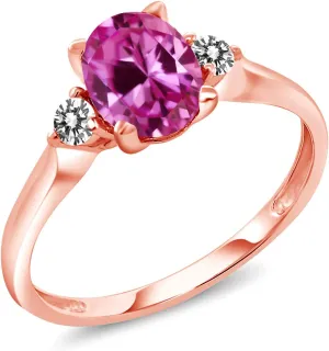 Diamond Engagement Ring For Women (1.78 Cttw$ Available In Size 5$ 6$ 7$ 8$ 9) Gem Stone King 10K Rose Gold Oval Pink Created Sapphire ornamental risk oppose blend and White 