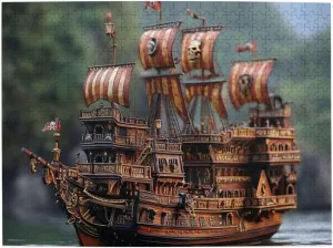 Difficult Jigsaw Puzzle,do You Dare to Challenge 500 Pieces Personalized Wooden Puzzle,Cool Pirate Ship,for Adult and Kids Family, propel Super 