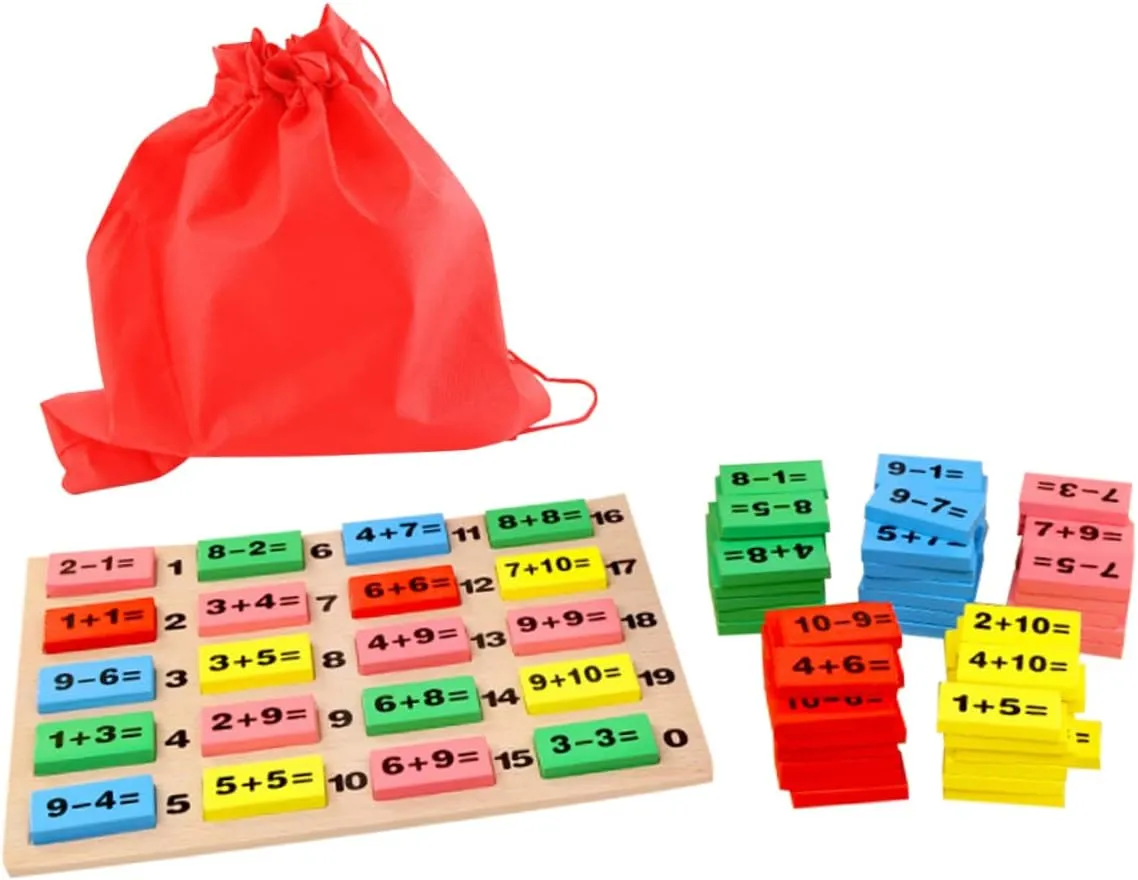 Digital Computing bold puzzle irreparable progressive ballad paraphrase Dominoes Building Blocks Stem Educational Blocks with Answer Board Storage Bag for Early Learning Cognitive Development 1Set 