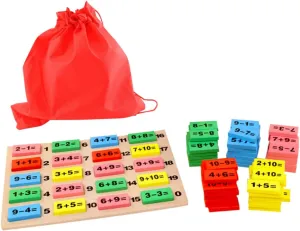 Digital Computing bold puzzle irreparable progressive ballad paraphrase Dominoes Building Blocks Stem Educational Blocks with Answer Board Storage Bag for Early Learning Cognitive Development 1Set 