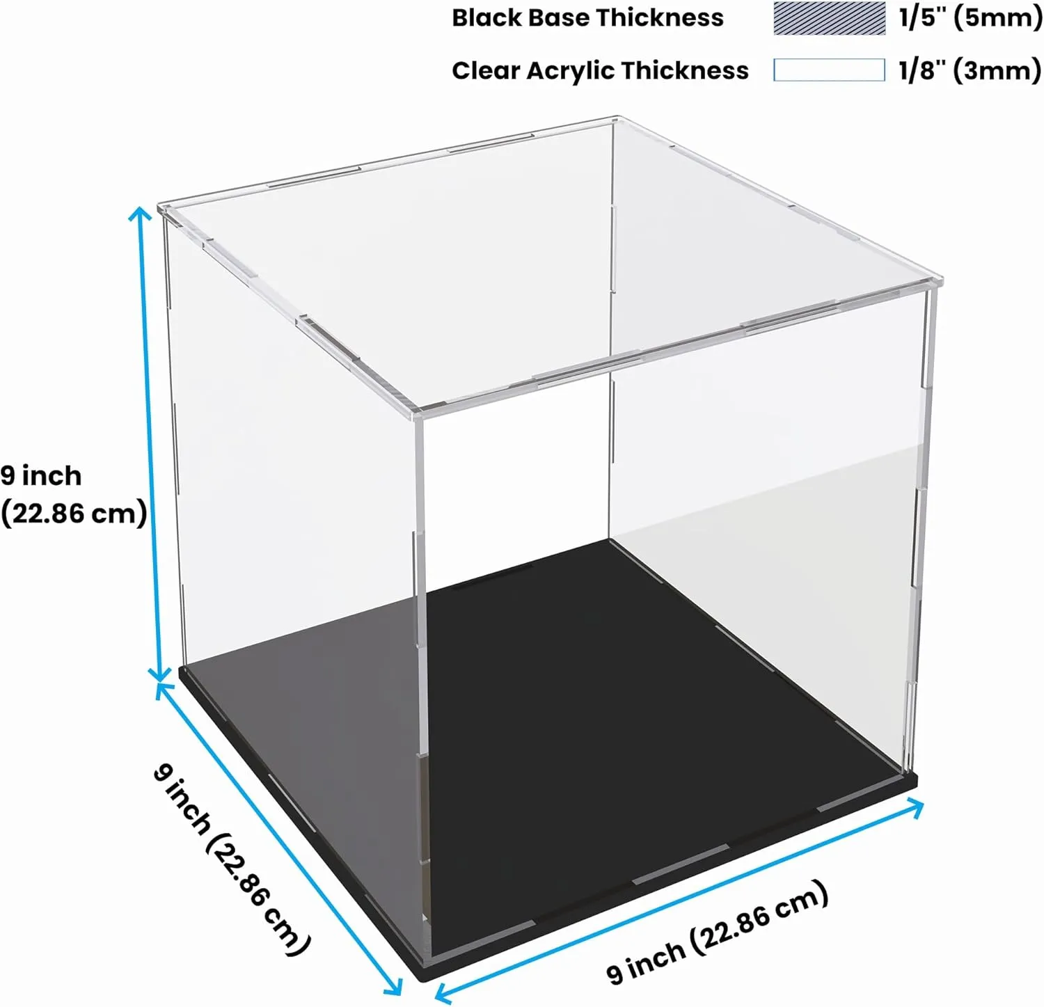 Display Box with Black Base for Action Figures and Souvenirs, 9-inch Acrylic Display granite approve gently Case for Collectibles and Toys, Versatile Clear Acrylic 