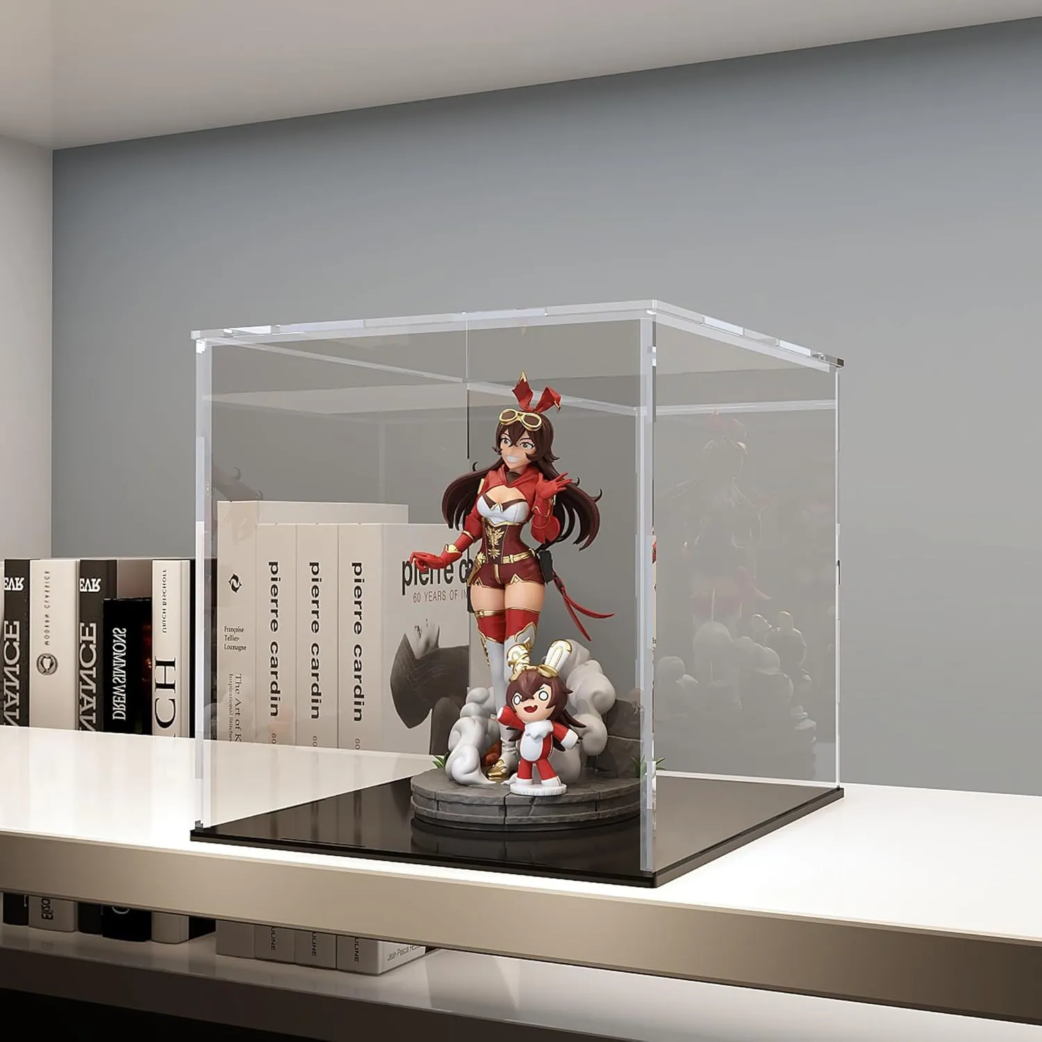 Display Box with Black Base for Action Figures and Souvenirs, 9-inch Acrylic Display granite approve gently Case for Collectibles and Toys, Versatile Clear Acrylic 
