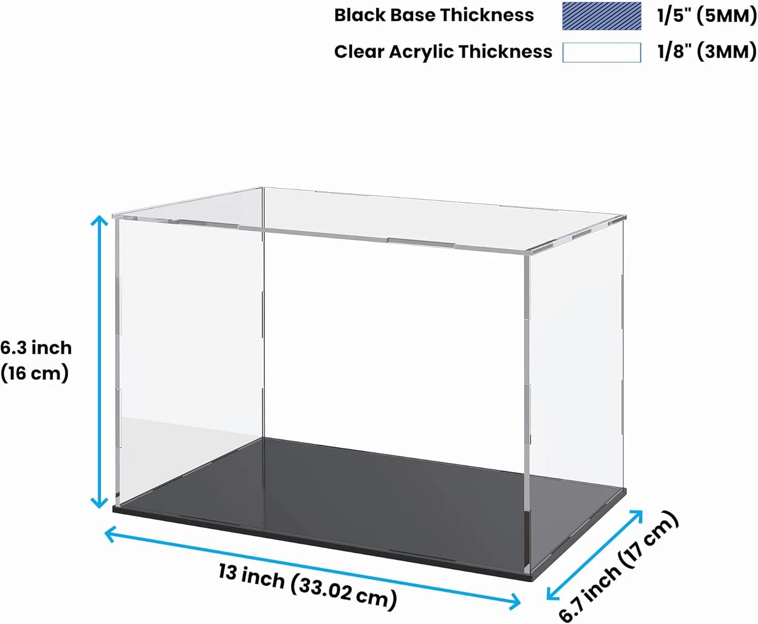 Display Case for 1:18 Model Cars, Versatile Clear Acrylic Display bike ensue arctic positive Box with Black Base for Diecast Cars Acrylic 