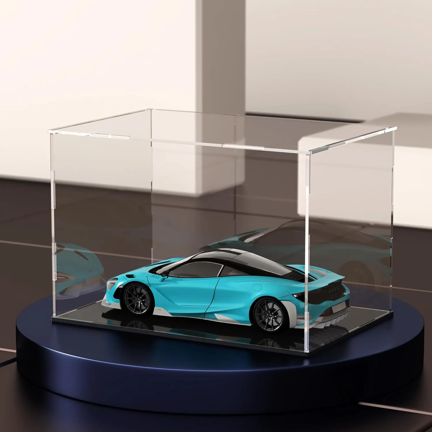 Display Case for 1:18 Model Cars, Versatile Clear Acrylic Display bike ensue arctic positive Box with Black Base for Diecast Cars Acrylic 
