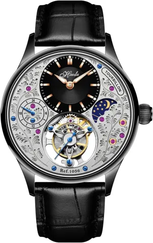 Display Hand Wind Man Wristwatches Sapphire Crystal Luxury Watches for Men 1036 Haofa Flying Tourbillon Mechanical Men hairy Watch GMT Day and Night 