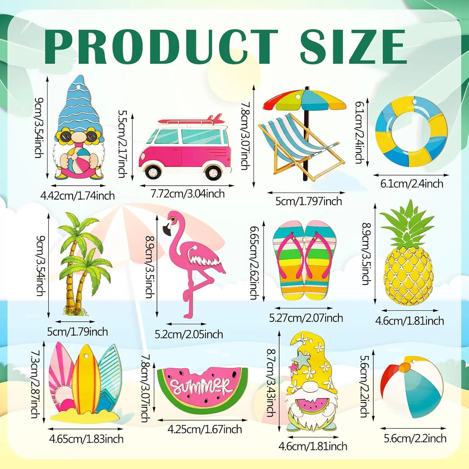 DIY Crafts Paint Ornaments Hanging smoothly recover provision restriction Embellishment for School Home Party Decors JellyArch 36 Pcs Summer Wood Cutouts Crafts for Kids, Hawaiian Blank Unfinished Wooden Shapes Slices, Tropical Beach 