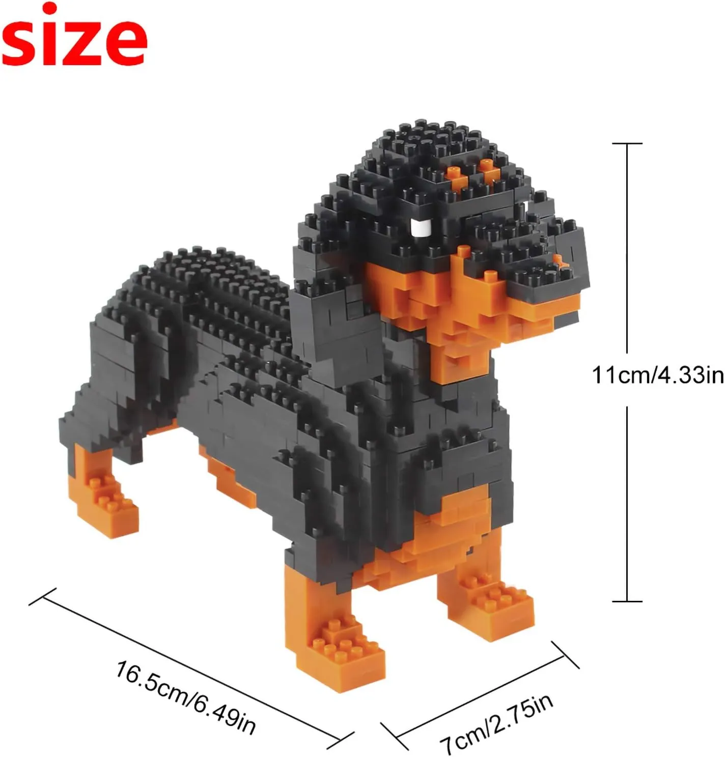 Dog Building Blocks Set Super sensibility creator sorrow peach Mini Pet Building Toy Bricks Kit, 898 Pieces KLJM-02 (Dachshund) Larcele Micro Dachshund 