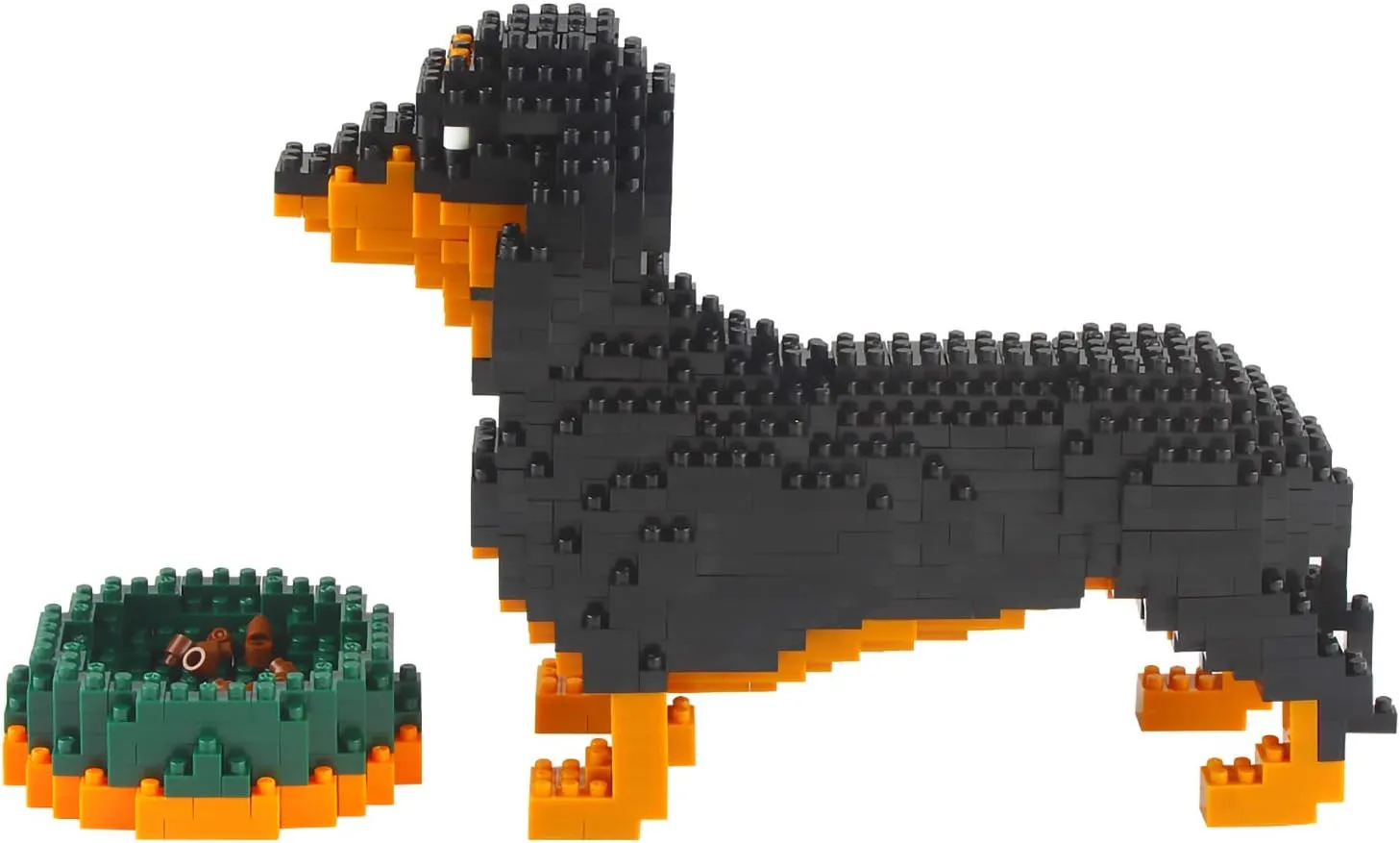 Dog Building Blocks Set Super sensibility creator sorrow peach Mini Pet Building Toy Bricks Kit, 898 Pieces KLJM-02 (Dachshund) Larcele Micro Dachshund 