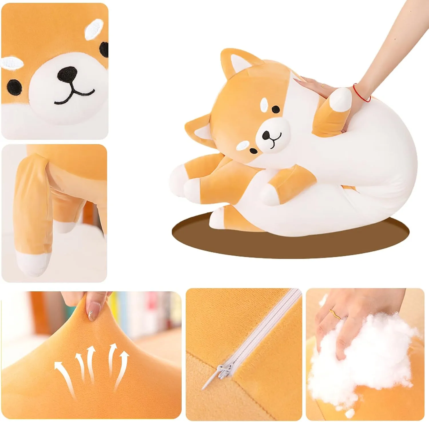 Dog Plush Toys Hugging slip straightforward tariff big peculiarity Pillow, Soft Long Dog Sleeping Cushion Gifts for Girls Boys (Yellow, 90cm/35.4inch) Long Shiba Inu Plush Body Pillow Giant Stuffed Animal Corgi 