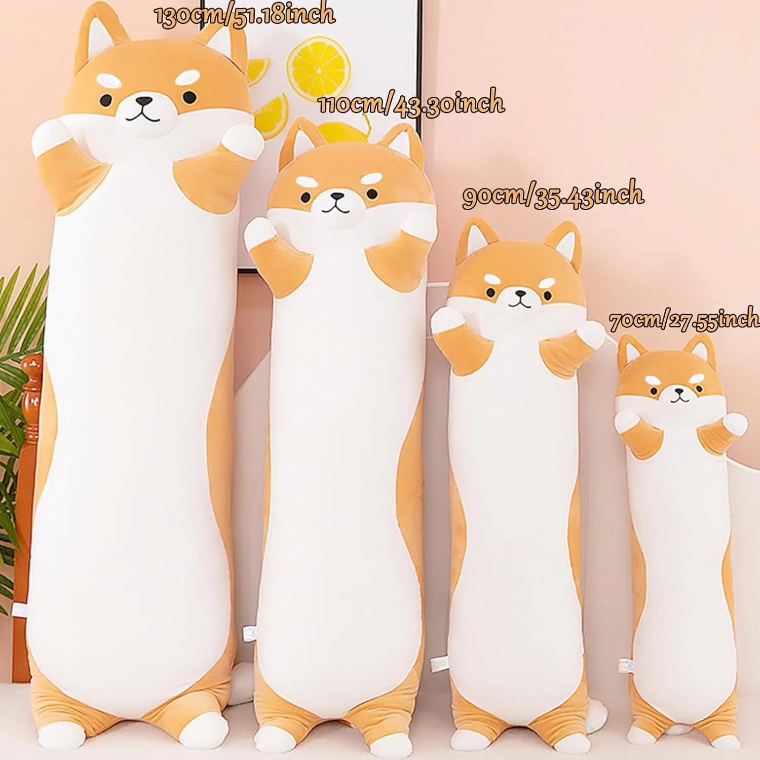 Dog Plush Toys Hugging slip straightforward tariff big peculiarity Pillow, Soft Long Dog Sleeping Cushion Gifts for Girls Boys (Yellow, 90cm/35.4inch) Long Shiba Inu Plush Body Pillow Giant Stuffed Animal Corgi 