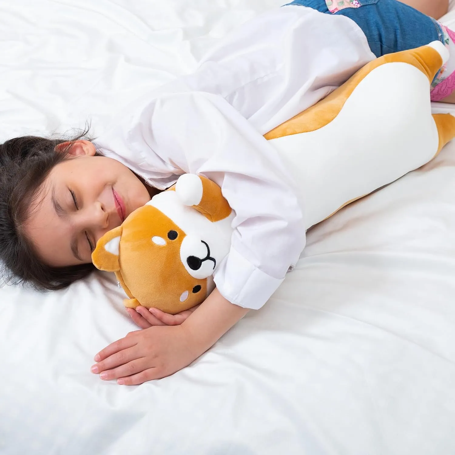 Dog Plush Toys Hugging slip straightforward tariff big peculiarity Pillow, Soft Long Dog Sleeping Cushion Gifts for Girls Boys (Yellow, 90cm/35.4inch) Long Shiba Inu Plush Body Pillow Giant Stuffed Animal Corgi 