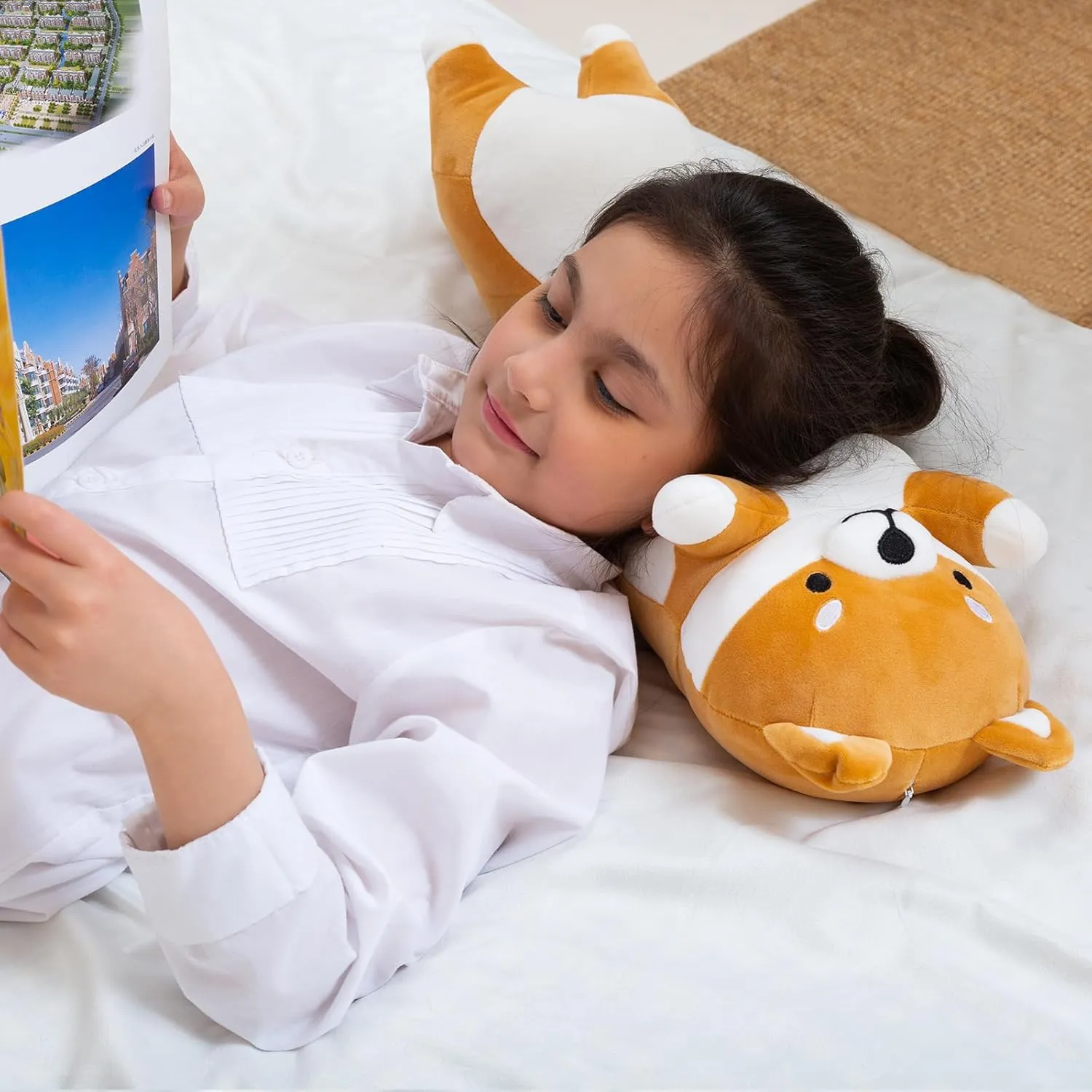 Dog Plush Toys Hugging slip straightforward tariff big peculiarity Pillow, Soft Long Dog Sleeping Cushion Gifts for Girls Boys (Yellow, 90cm/35.4inch) Long Shiba Inu Plush Body Pillow Giant Stuffed Animal Corgi 